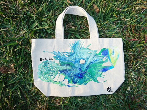 ｜Evolution 進化 2 ｜ 壓克力顏料手繪提袋  Hand Drawn Bag 第1張的照片