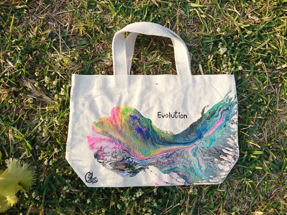 ｜Evolution 進化 3｜ 壓克力顏料手繪提袋  Hand Drawn Bag 第3張的照片