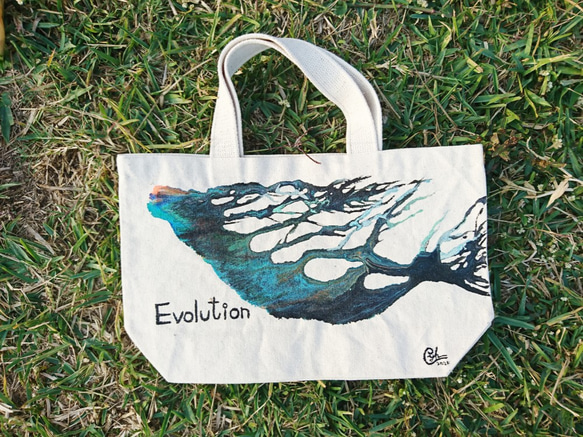 ｜Evolution 進化 7｜ 壓克力顏料手繪提袋  Hand Drawn Bag 第3張的照片