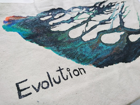 ｜Evolution 進化 7｜ 壓克力顏料手繪提袋  Hand Drawn Bag 第7張的照片