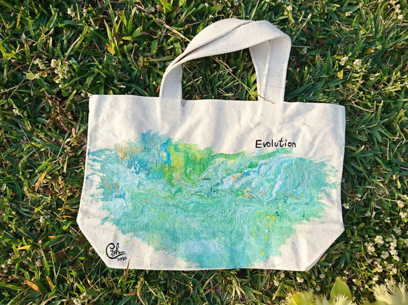 ｜Evolution 進化 9｜ 壓克力顏料手繪提袋  Hand Drawn Bag 第3張的照片