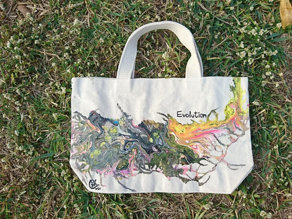 ｜Evolution 進化10｜ 壓克力顏料手繪提袋  Hand Drawn Bag 第3張的照片