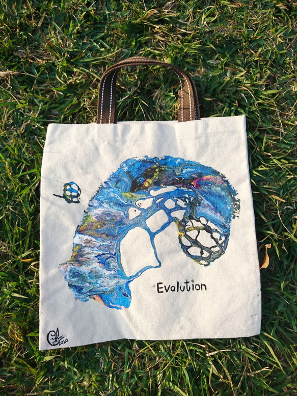 ｜Evolution 進化13｜ 壓克力顏料手繪提袋  Hand Drawn Bag 第4張的照片