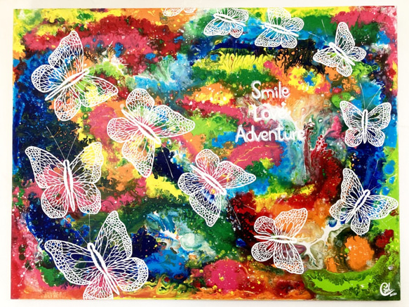 訂製繪畫《微笑．愛．探險1 》butterfly painting " Smile Love Adventure 1" 第1張的照片
