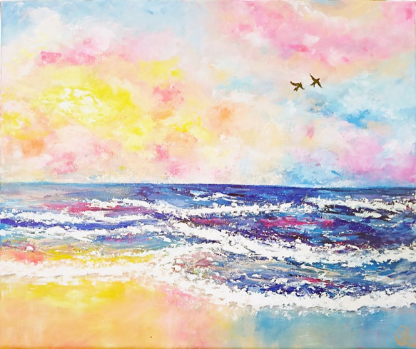 Customized｜Say Hi To My Ocean 1｜ Painting 45.5×38 cm Canvas 1枚目の画像