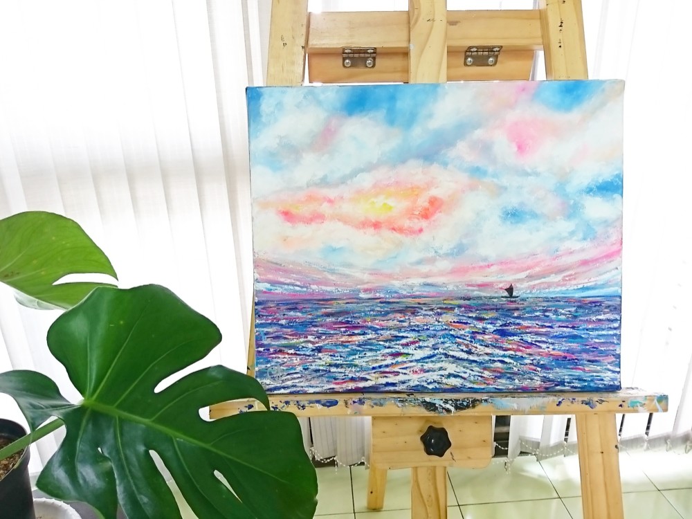 絵画 HAPPY 2 横浜ロフト】幸せいっぱいの温かい色彩が魅力。横浜を描いた最新