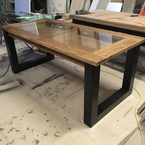 ダイニングテーブル オーク 無垢 アイアン インダストリアル