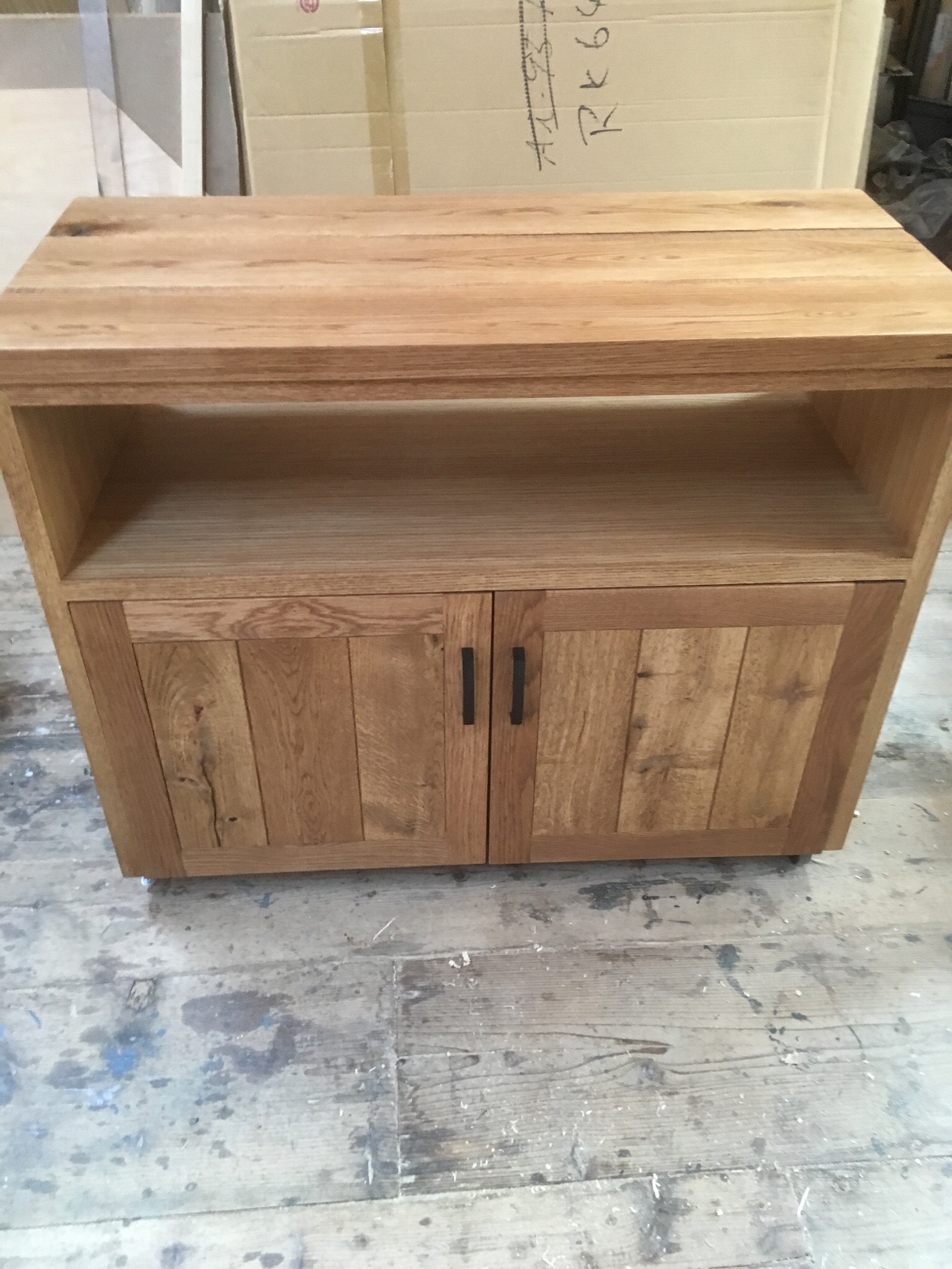 サイズオーダー可 キャブネット オーク 無垢 楢 アイアン 鉄 ナチュラル インダストリアル 北欧