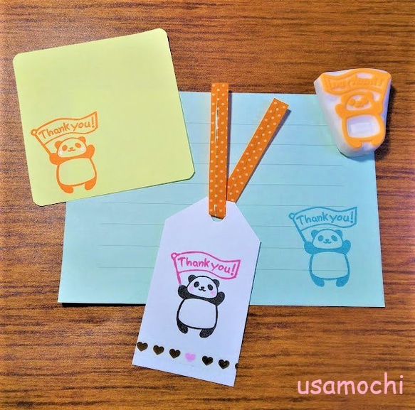 消しゴムはんこ　thank you✿パンダの親子 消しゴムはんこ thank you✿パンダの親子 イワコー おもしろ