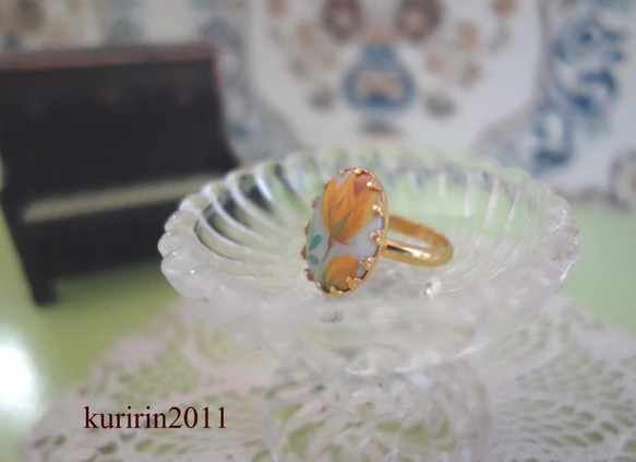 ☆Vintage☆Yellow rose ring♪ 2枚目の画像