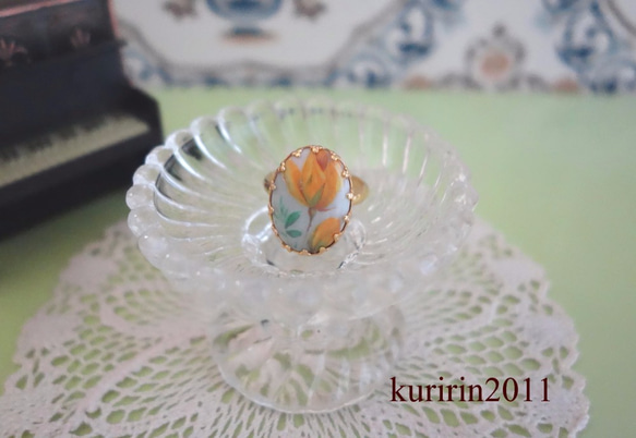 ☆Vintage☆Yellow rose ring♪ 3枚目の画像