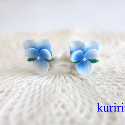 ☆Vintage☆Blue pansy earing 2枚目の画像