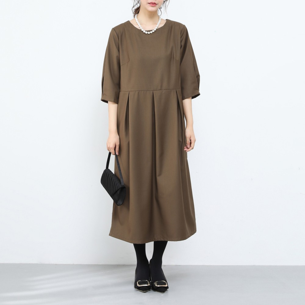 裾上げ無料♪サイズオーダー可♪フォーマル　ウェストタックワンピース