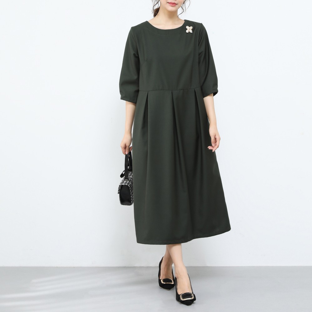 裾上げ無料♪サイズオーダー可♪フォーマル　ウェストタックワンピース