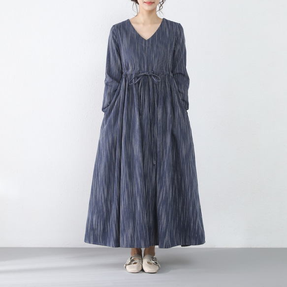 FRMUM ウールリネンストライプロングプルオーバー ◇【UVカット/抗菌