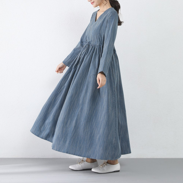 Vネック★コットン★ギャザー★ワンピース★ SEA NEW YORK 再販）コットン Vネック ギャザー ロングワンピース ♪オーダー