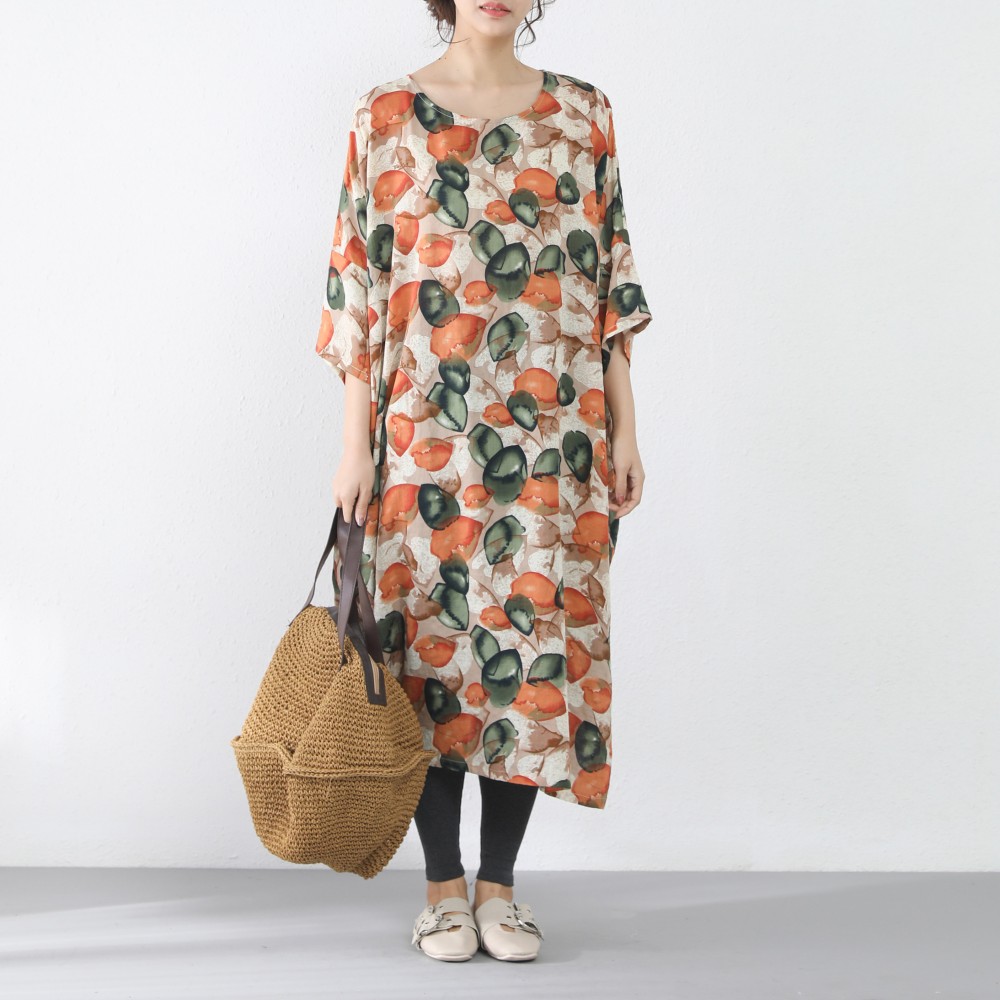 【即納】裾上げ無料♪サイズオーダー可♪ゆったり　ロング　コットンワンピース（18）