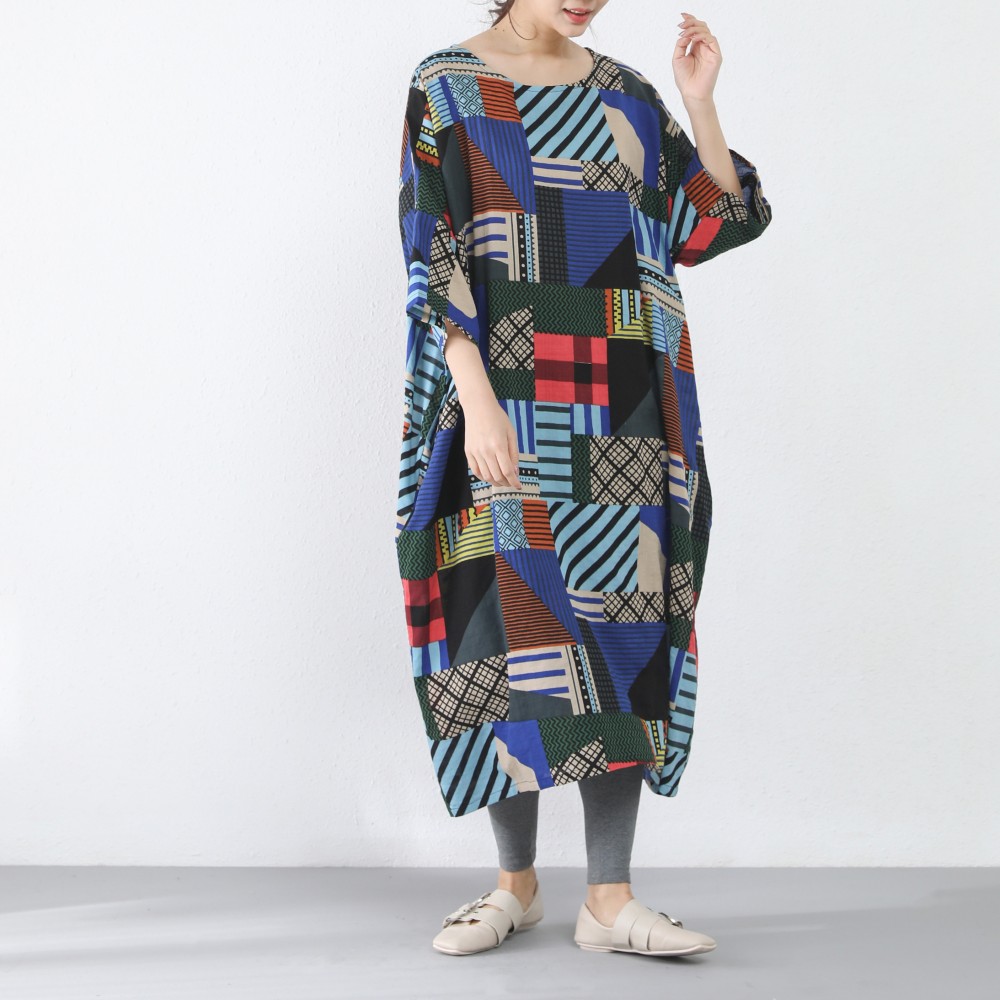 【即納】裾上げ無料♪サイズオーダー可♪ゆったり　ロング　コットンワンピース（18）