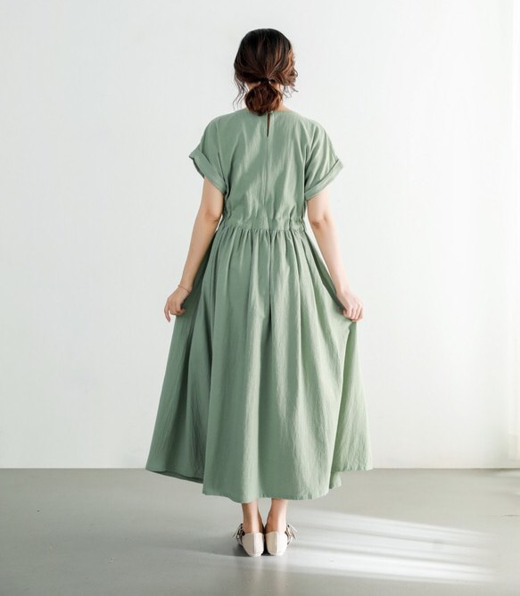 26色展開　コットン　ギャザー　ロングワンピース ♪オーダーサイズ可（270） 4枚目の画像
