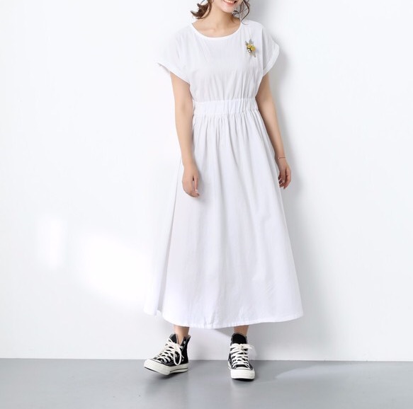 裾上げ無料♪サイズオーダー可♪ 26色展開　コットン　ギャザー　ロングワンピース （7）