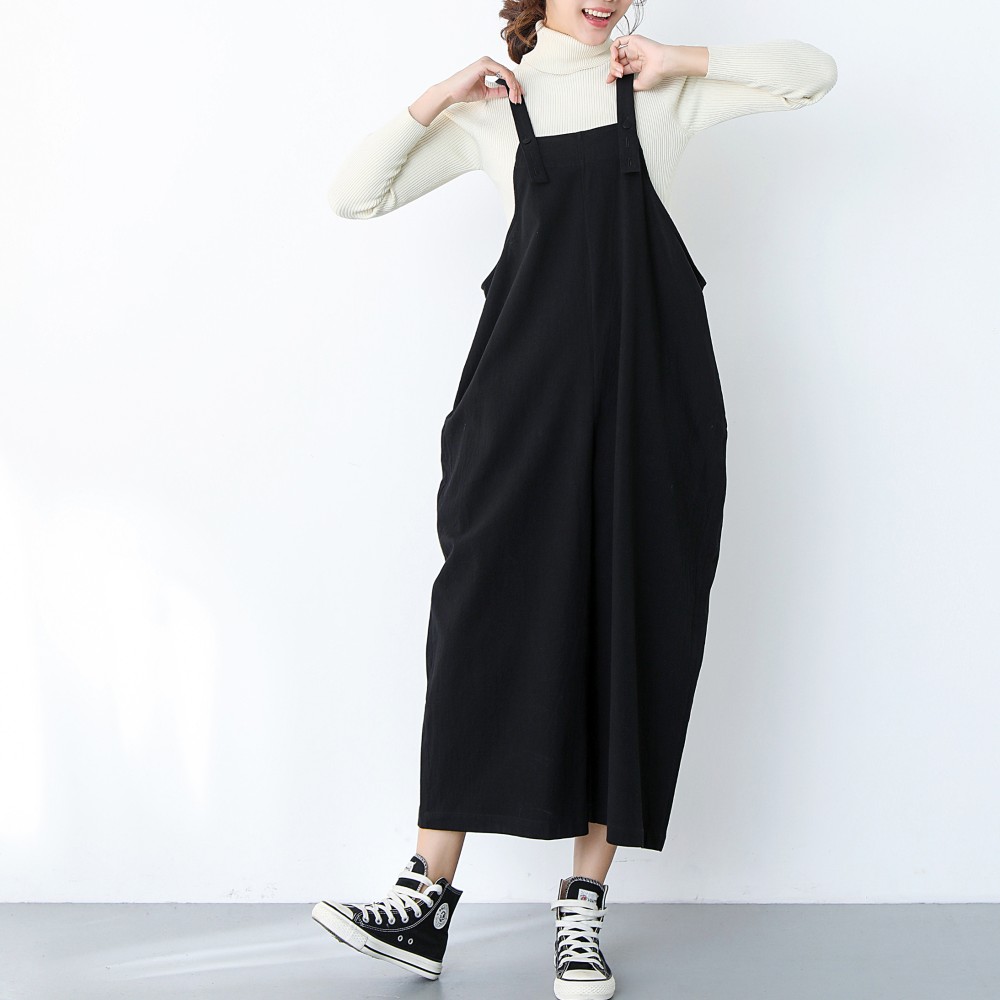 裾上げ無料♪サイズオーダー可♪ 26色展開　コットン　ゆったり　サロペットパンツ （77）