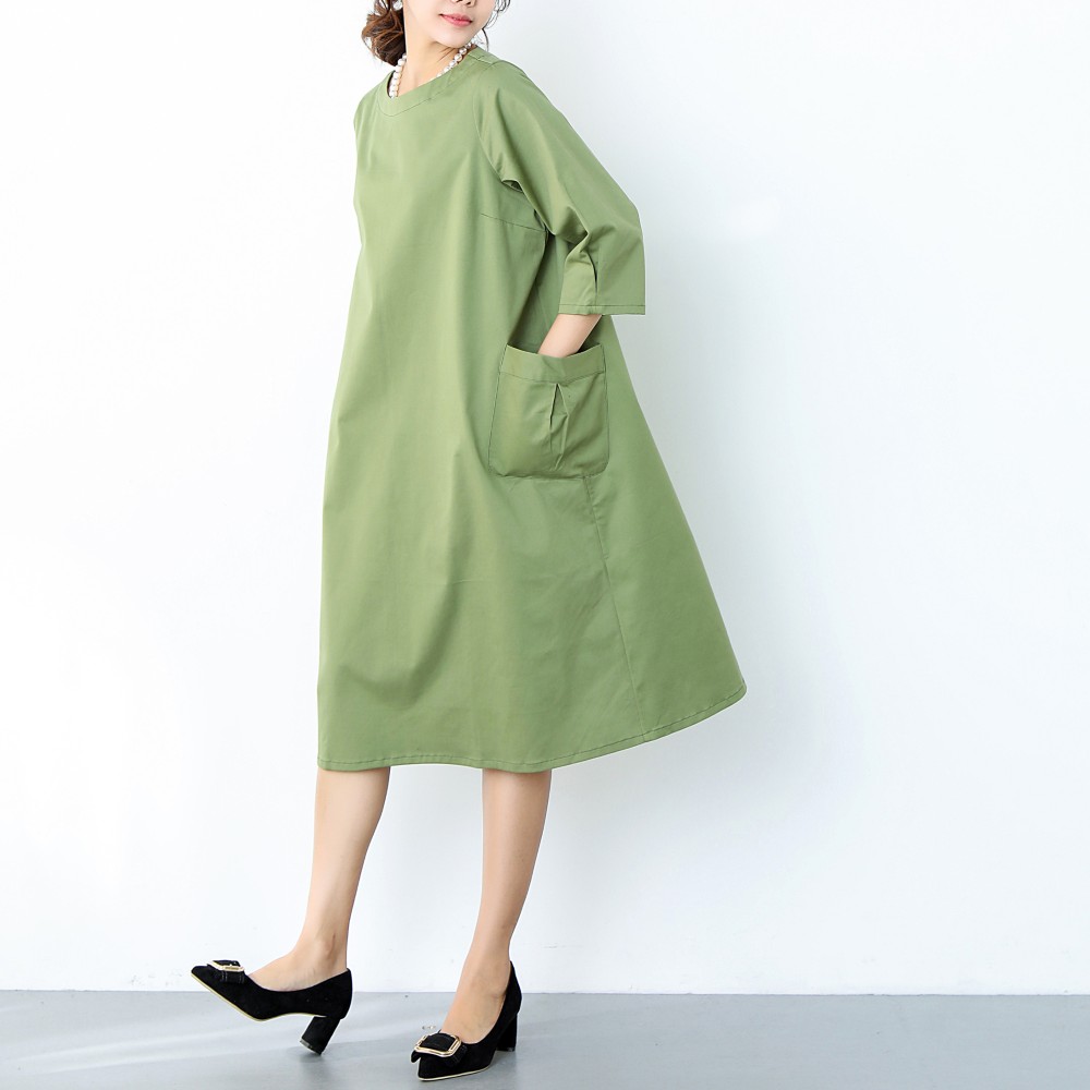 【即納】裾上げ無料♪サイズオーダー可♪コットン　Ａライン　ゆったり　ワンピース（51）