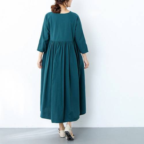 カシュクールコットンリネンワンピース ロングワンピース （26色展開  