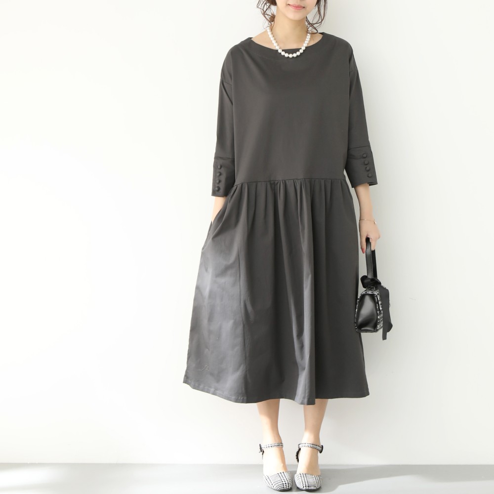 裾上げ無料♪サイズオーダー可♪コットン　ギャザー　ゆったり　ワンピース（29）