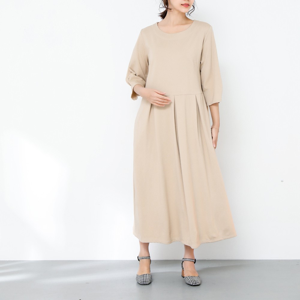 裾上げ無料♪サイズオーダー可♪ストレッチ　ワンピース 　ポケット付き