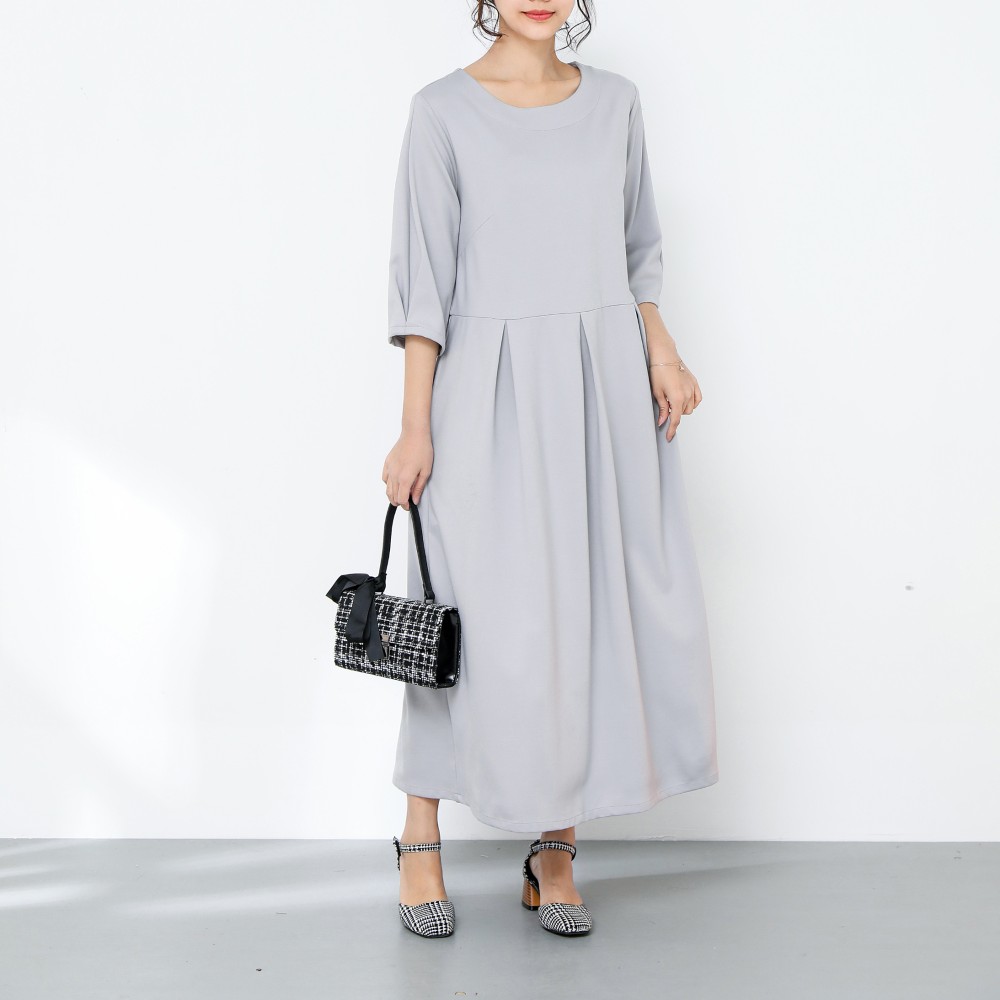 裾上げ無料♪サイズオーダー可♪ストレッチ　ワンピース 　ポケット付き（12）