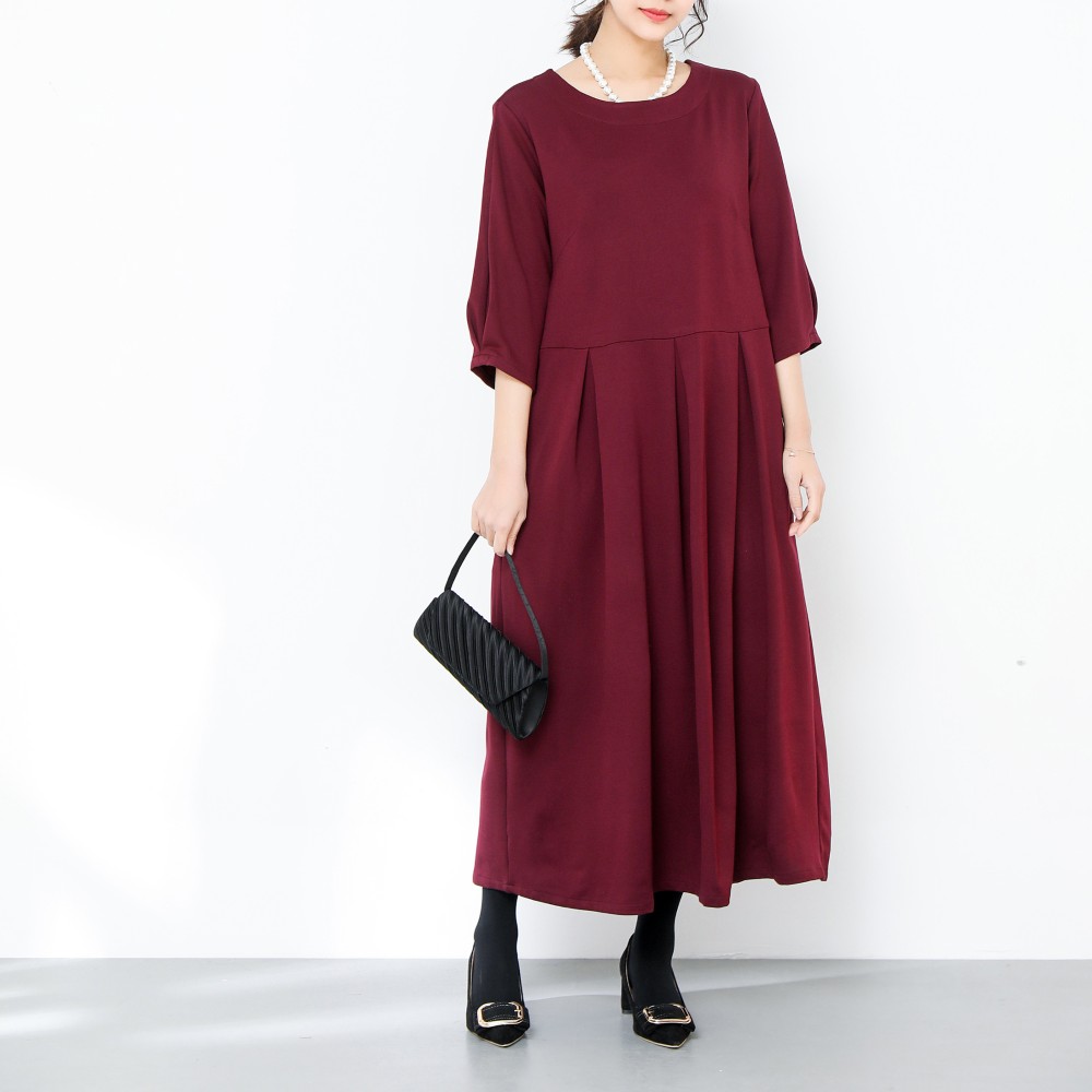 裾上げ無料♪サイズオーダー可♪ストレッチ　ワンピース 　ポケット付き（32）