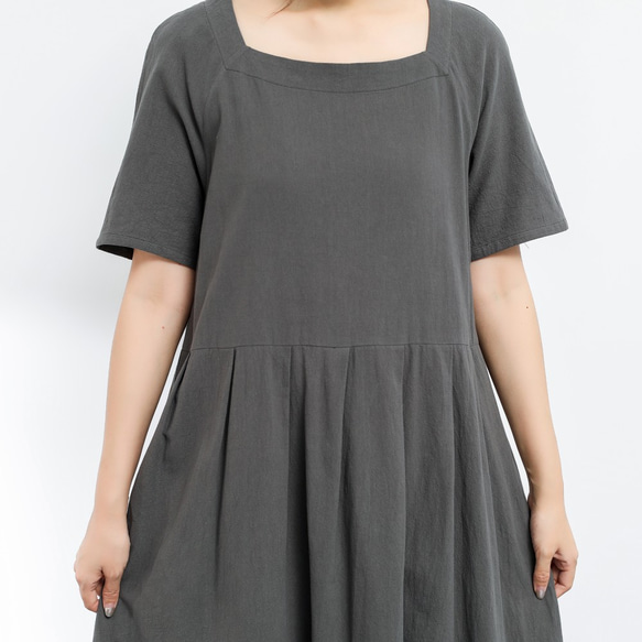 【即納】（再販×210）26色展開 コットン　ラグランスリーブ　プリーツ　ロングワンピース ♪オーダーサイズ可 5枚目の画像