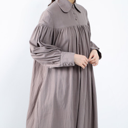 (再販×28)26色展開　コットン ふんわり　キャザー　ゆったり　ロングシャツワンピース　♪オーダーサイズ可 5枚目の画像