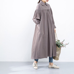 (再販×28)26色展開　コットン ふんわり　キャザー　ゆったり　ロングシャツワンピース　♪オーダーサイズ可 3枚目の画像