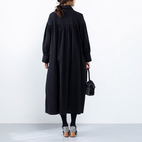 (再販×25)26色展開　コットン ふんわり　キャザー　ゆったり　ロングシャツワンピース　♪オーダーサイズ可 8枚目の画像