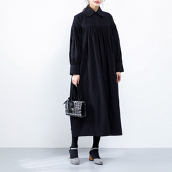 (再販×25)26色展開　コットン ふんわり　キャザー　ゆったり　ロングシャツワンピース　♪オーダーサイズ可 2枚目の画像