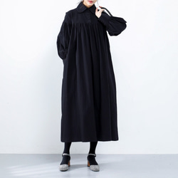 (再販×25)26色展開　コットン ふんわり　キャザー　ゆったり　ロングシャツワンピース　♪オーダーサイズ可 5枚目の画像