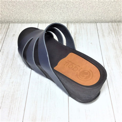 【送料無料】レザーウエッジサンダル　ネイビー　靴 日本製 国産素材　受注生産 3枚目の画像