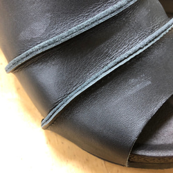 值下！日本製造本皮革皮革坡跟涼鞋黑鞋日本製造國產材料 第4張的照片