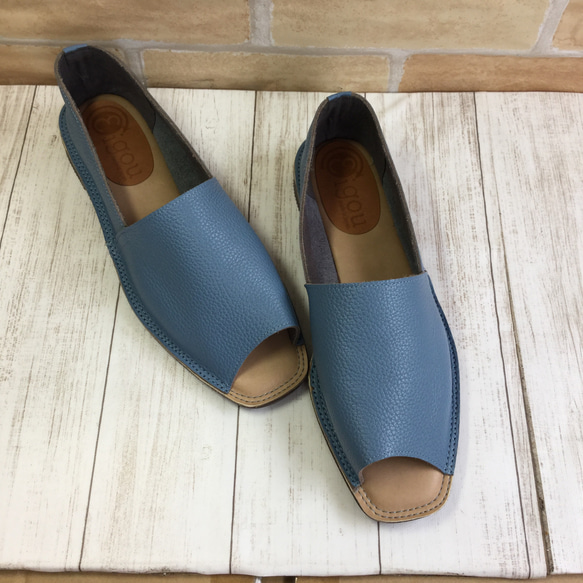 降價樣品產品前開口L-cut鞋涼鞋藍色23.5cm 第4張的照片