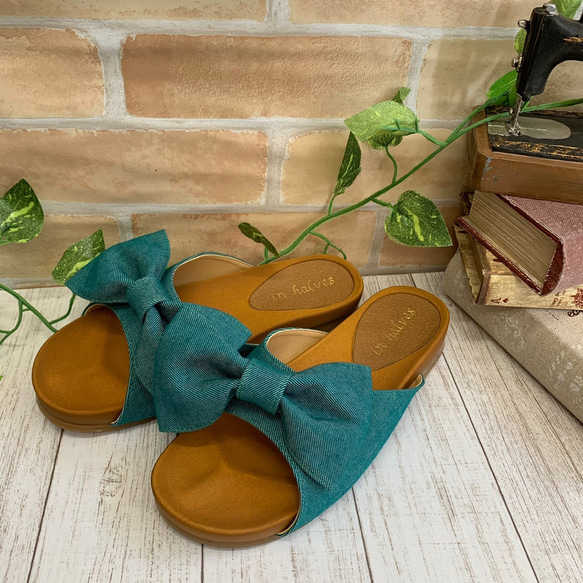 [免運費] 樣品產品 Ribbon Sandal S 碼鞋 日本製造 國產材料 翡翠綠 第2張的照片