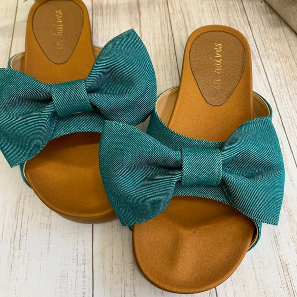 [免運費] 樣品產品 Ribbon Sandal S 碼鞋 日本製造 國產材料 翡翠綠 第4張的照片