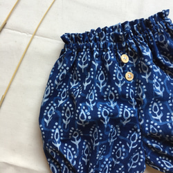 南瓜褲-indigo handblock floral (size 90, 100) 第3張的照片