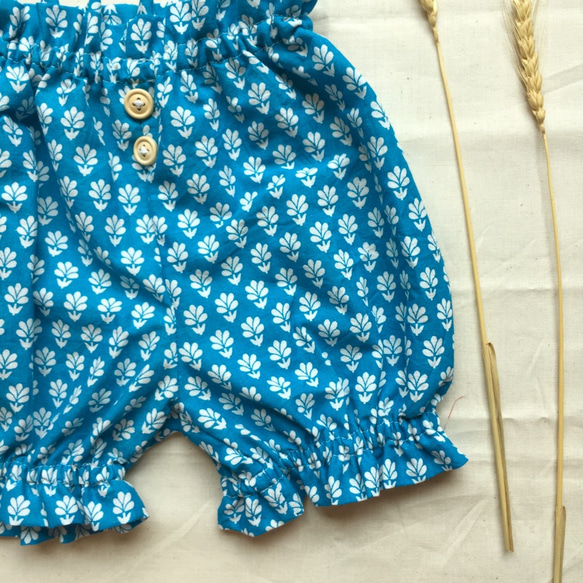 南瓜褲-blue handblock floral (size 90) 第2張的照片