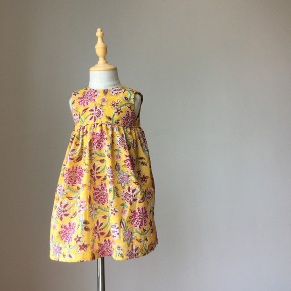 女童背心洋裝 yellow Sanganeri (接單訂製 size 90-130) 第1張的照片