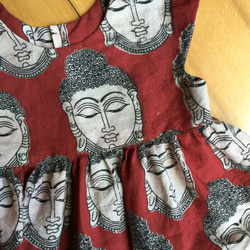 女童假袖上衣-buddha head kalamkari fabric (size 130) 第3張的照片