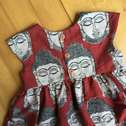 女童假袖上衣-buddha head kalamkari fabric (size 130) 第4張的照片