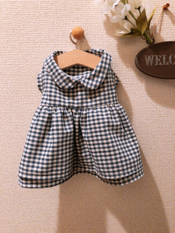 犬服 ハンドメイド チェックワンピース ペット服・アクセサリー