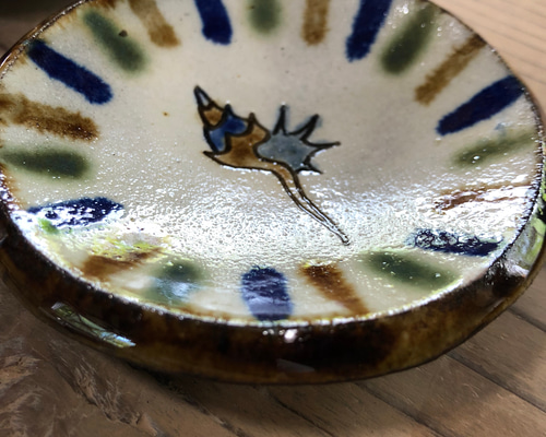 やちむん 沖縄(ベージュと黒の円模様皿2枚セット) 0_721b73a88eb376b114c4c1bd4fa9