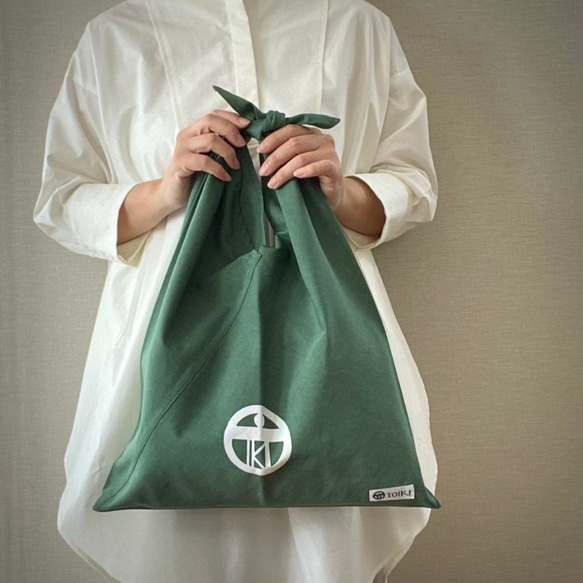 【casual eco bag】エコバッグを超え普段使いもできるあずま袋_カーキ 4枚目の画像